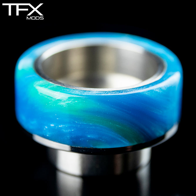 TFX 810 Drip Tip - 304 Stainless Steel - Sky Blue And Emerald Resin