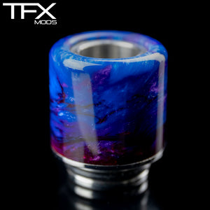 TFX 510 Drip Tip - 304 Stainless Steel - Red, Blue, Purple And Pearl Resin