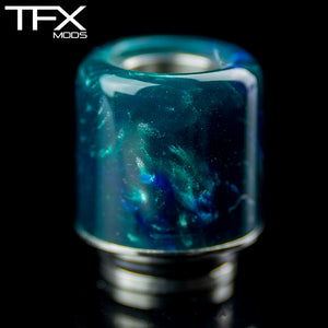 TFX 510 Drip Tip - 304 Stainless Steel - Sky Blue + Green + Pearl Resin