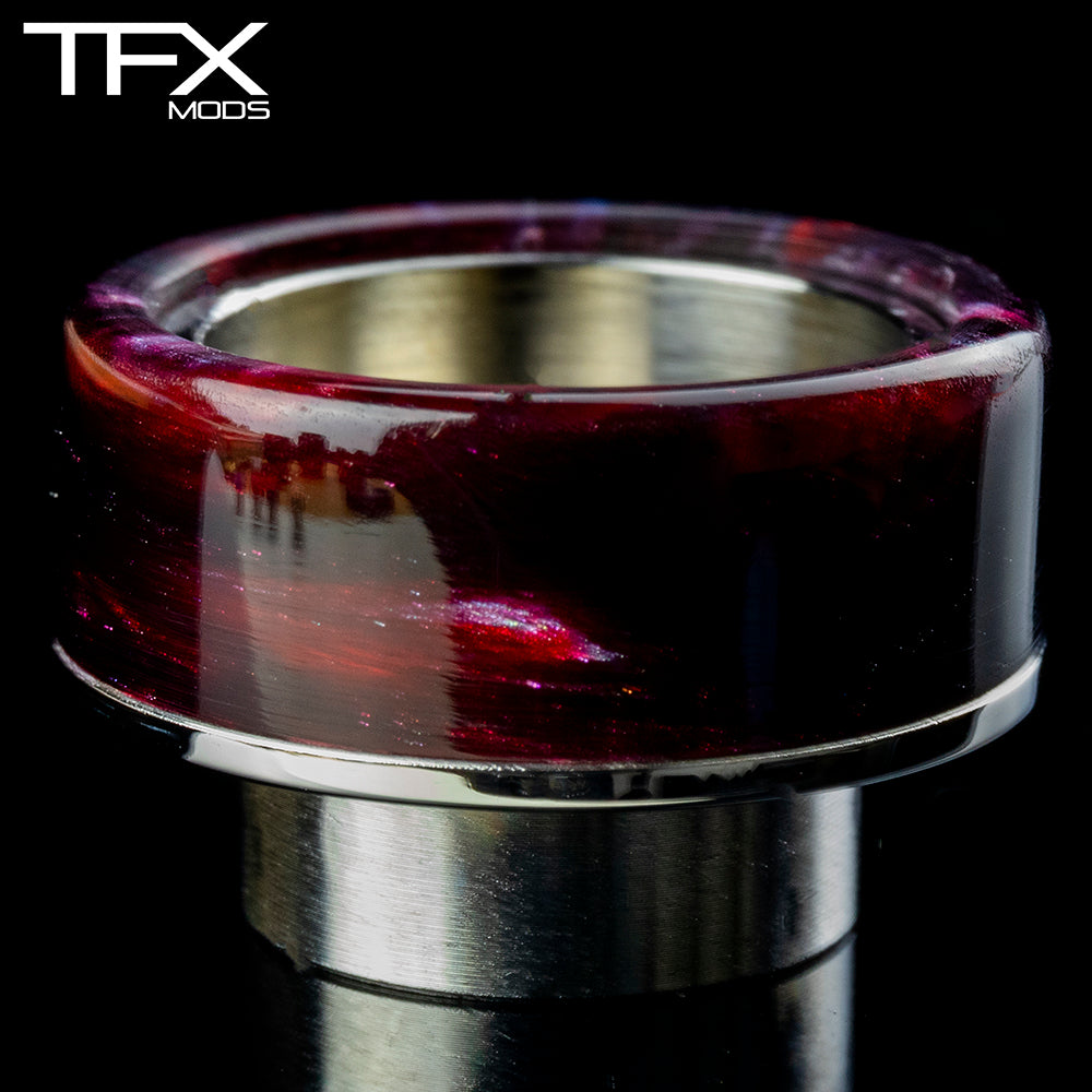 TFX 810 Drip Tip - 304 Stainless Steel - Dark Red, Sky Blue And Pearl Resin