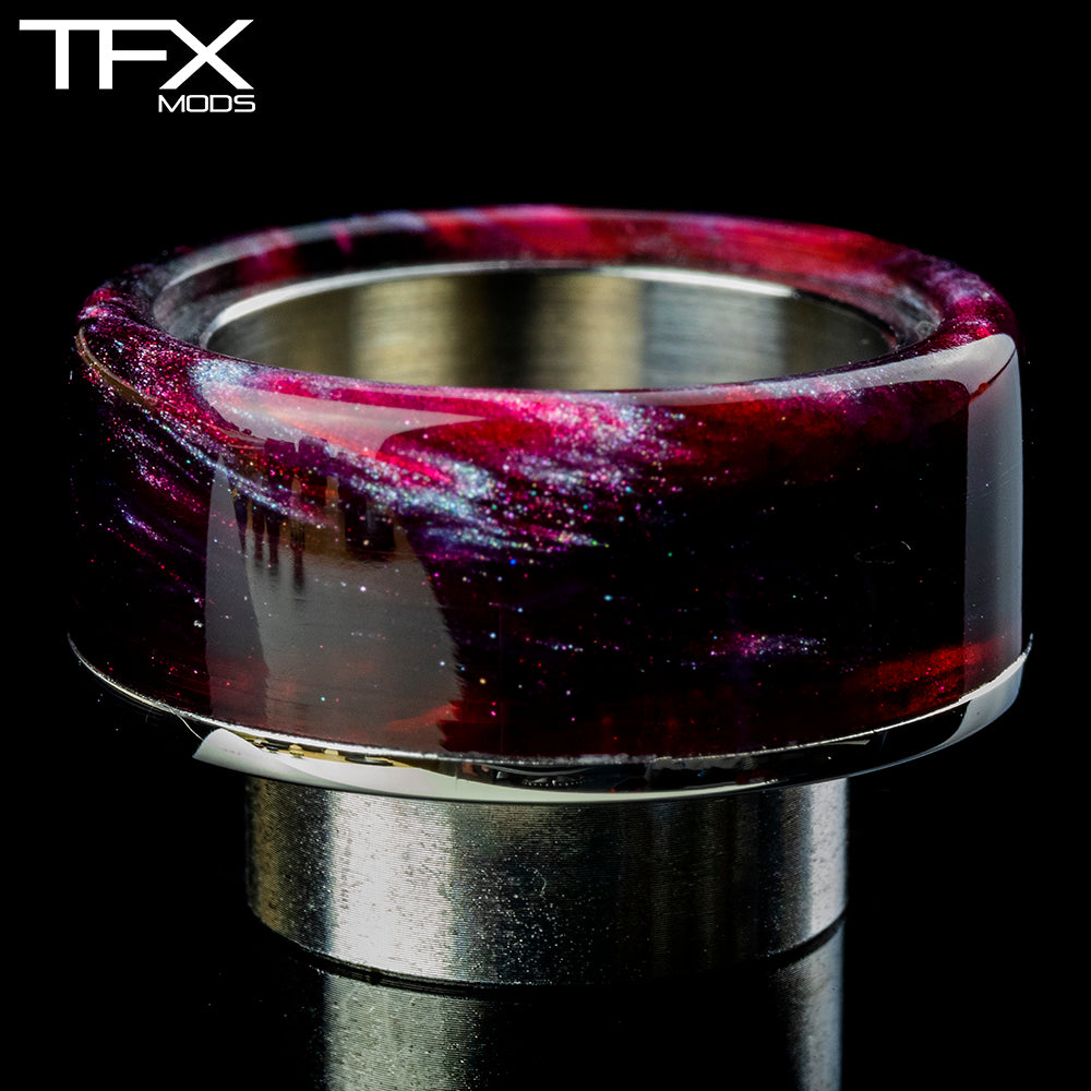 TFX 810 Drip Tip - 304 Stainless Steel - Dark Red, Sky Blue And Pearl Resin