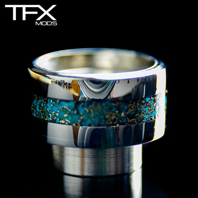 TFX 810 Drip Tip - 304 Stainless Steel - Brass + Turqurenite Inlay