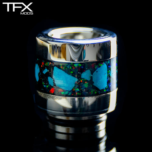 TFX 510 Drip Tip - 304 Stainless Steel - Turqurenite + Opal Inlay